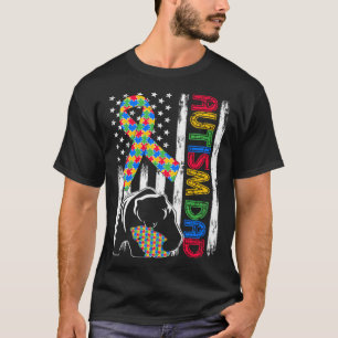 Camiseta Papá Autismo Oso Bandera de EE. UU. Familia Autism