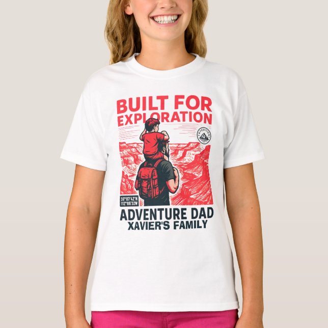 Camiseta Papá Aventurero – CONSTRUIDO PARA LA EXPLORACIÓN (Anverso)