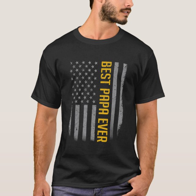 Camiseta Papá Bandera Americana Para El Día Del Padre Mejor (Anverso)