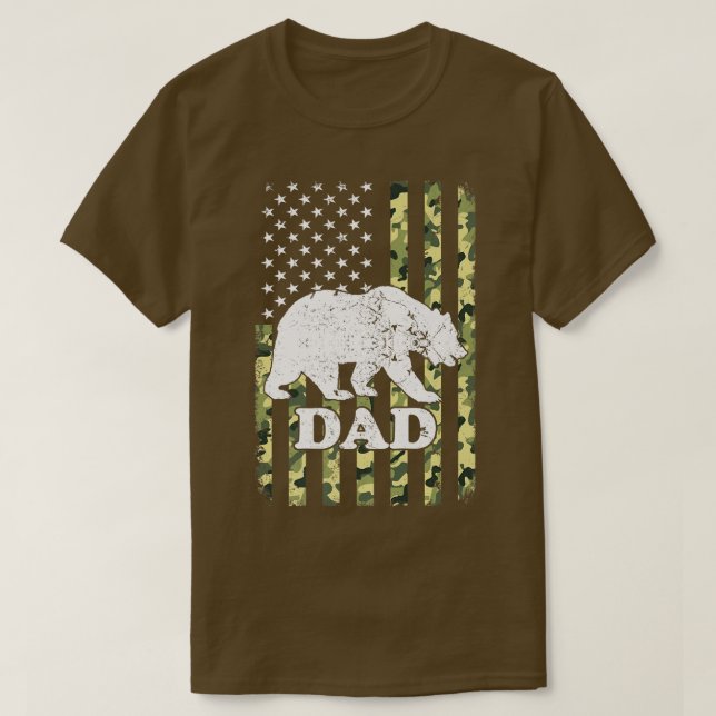 Camiseta Papa Bear Camping Camuflaje de Senderismo American (Diseño del anverso)