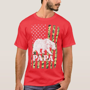 Camiseta Papa Bear Camping Camuflaje de Senderismo USA Amer