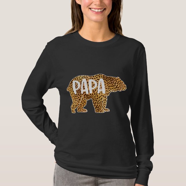 Camiseta Papa Bear Cheetah Leopard Print Gift Dad Gi (Anverso)