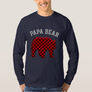 Camiseta Papa Bear cuadros de búfalo oso Navidad