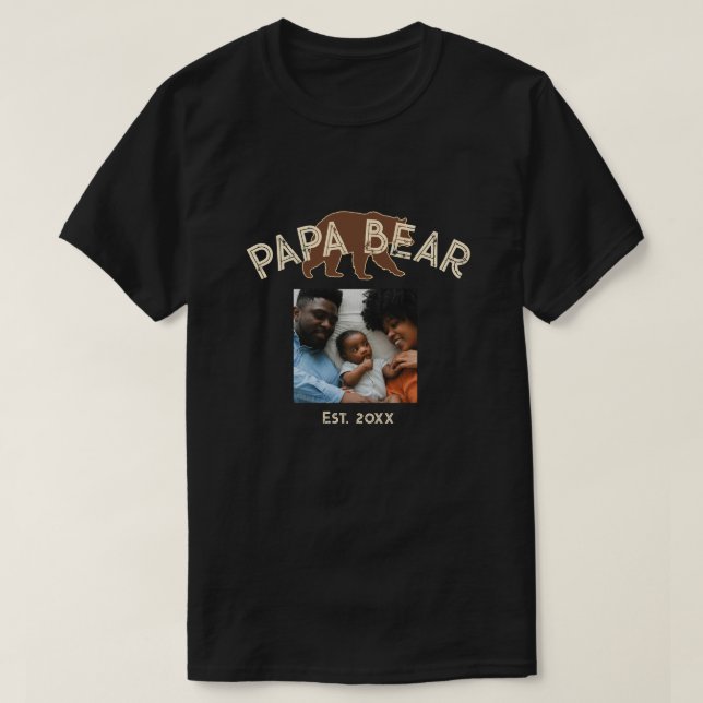 Camiseta Papa Bear Father Year Established Photo Black (Diseño del anverso)