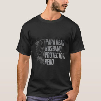 Camiseta Papa Bear Husband Protector Hero Dad Father'S Day