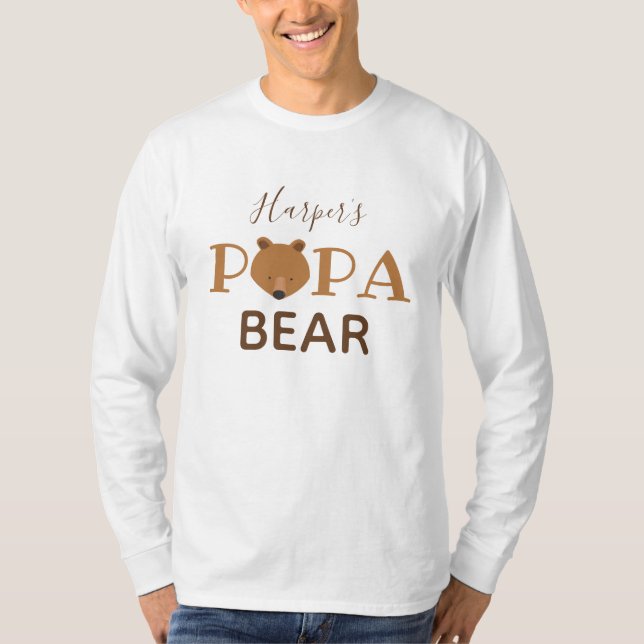 Camiseta Papa Bear Kid Name Dad T-Shirt (Anverso)
