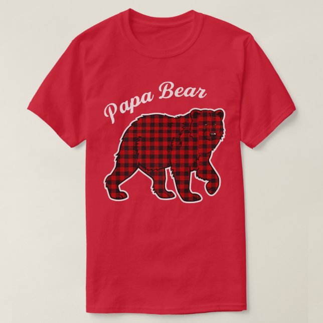 Camiseta Papa Bear Men Red Plaid Premium (Diseño del anverso)