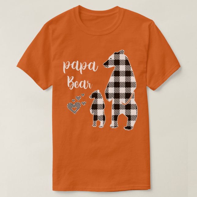 Camiseta Papa Bear Pajama Gray Buffalo Plaid Premium (Diseño del anverso)