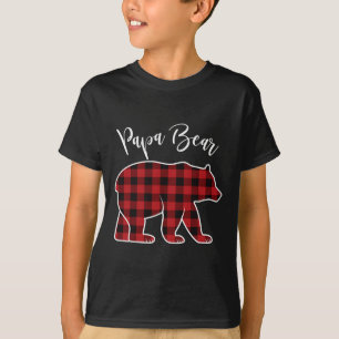 Camiseta Papa Bear Pijama Rojo Búfalo Navidad Divertida Fam