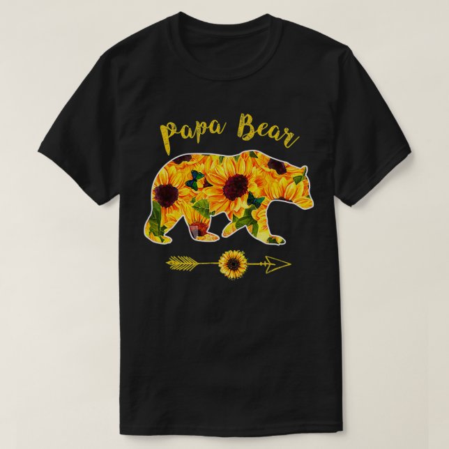 Camiseta Papa Bear Sunflower  Funny Mother Father  (Diseño del anverso)