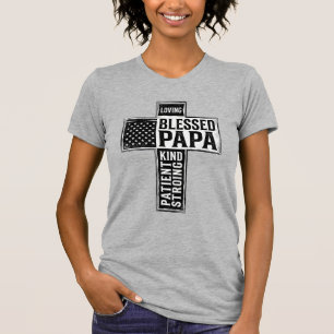 Camiseta Papa Bendito Cruz Tipografía Cristiana Vintage De