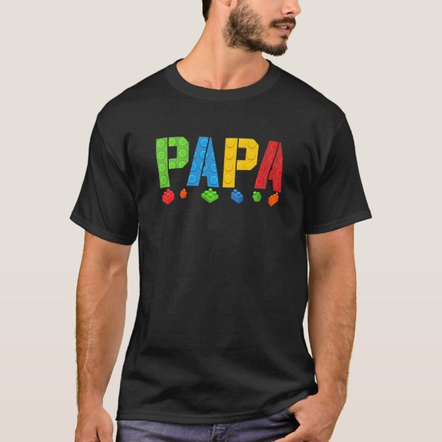 Camiseta Papa Blocks Master Builder Brick Builder Cumpleaño (Anverso)