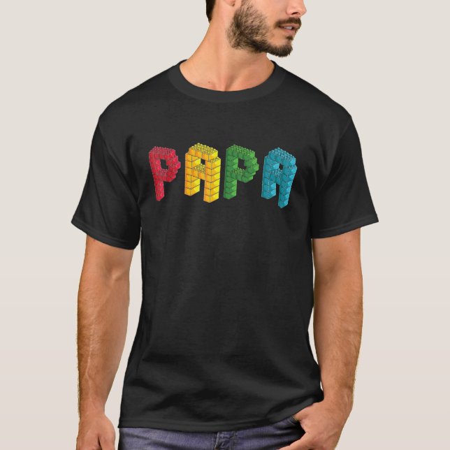 Camiseta Papa Brick Master Builder Building Blocks Family M (Anverso)