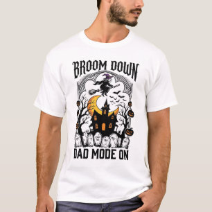 Camiseta Papá Bruja Escoba de Halloween Rota Gráfico Vintag
