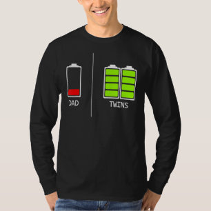 Camiseta Papá Cansado Batería Baja Papá De Gemelos Para Pap