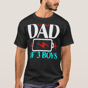 Camiseta Papá Cansado De 3 Padres Día Con Batería Baja Padr