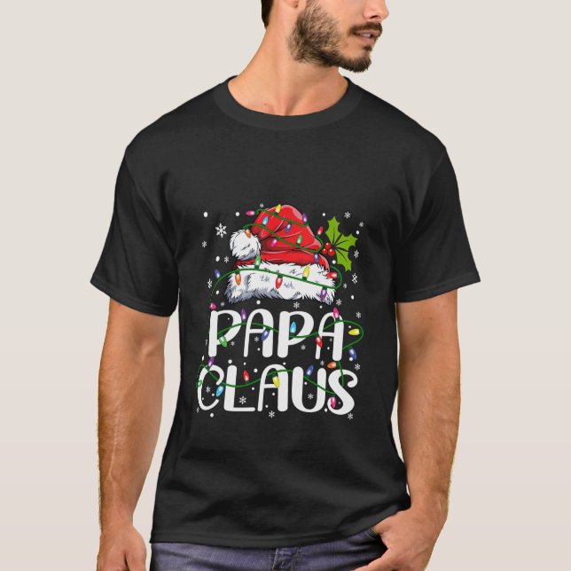 Camiseta Papa Claus Christmas Lights Pajama Family Matching (Anverso)