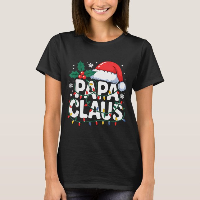 Camiseta Papa Claus Christmas Lights Santa Family Matching  (Anverso)