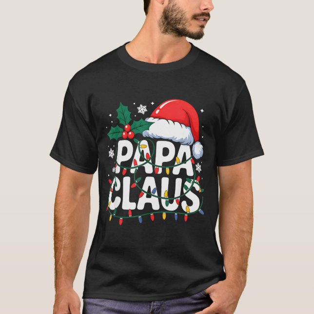 Camiseta Papa Claus Christmas Lights Santa Family Matching  (Anverso)