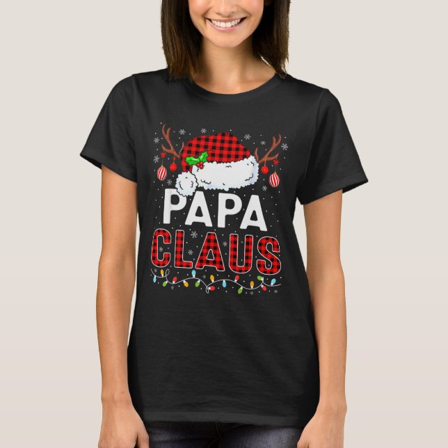 Camiseta Papa Claus Christmas Lights Santa Hat Pajama Famil (Anverso)