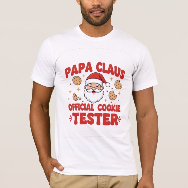 Camiseta Papa Claus – Official Cookie Tester | Funny Christ (Anverso)