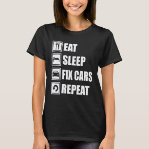 Camiseta Papá Coche Mecánico De Coche Tuning Comer Dormir A