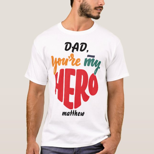 Camiseta Papá colorido, eres mi héroe (Anverso)
