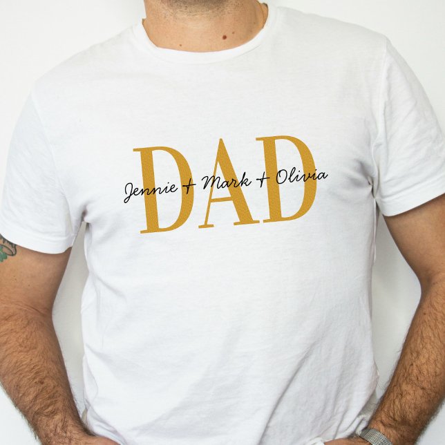 Camiseta Papá con niños nombra el Día del Padre Oro Negro (Subido por el creador)
