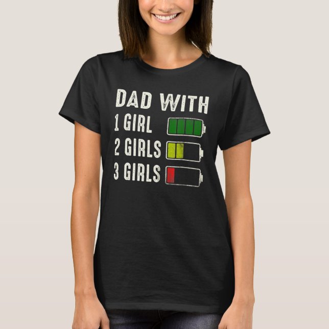Camiseta Papá con tres Chicas con batería de día de padre v (Anverso)