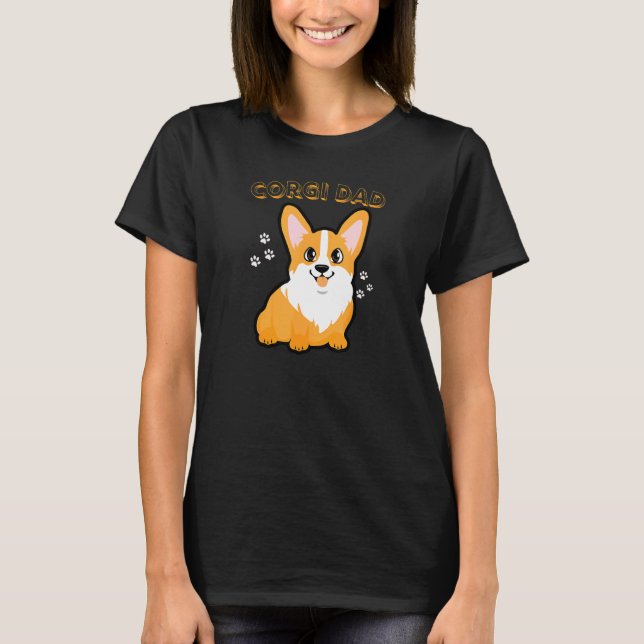 Camiseta Papá Corgi  Perro Corgi y Cachorro (Anverso)