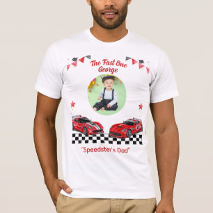 Camiseta Papá Corredor de Autos Rojos y Negros Veloz