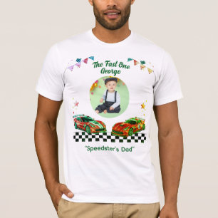 Camiseta Papá Corredor de Autos Rojos y Negros Veloz