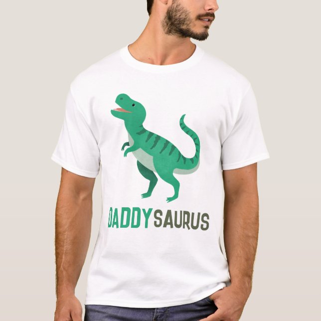 Camiseta Papa Cute Green Dinosaur T-Rex Padres (Anverso)