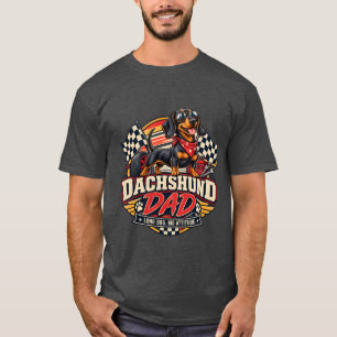 Camiseta Papá Dachshund Corriendo Bandera a Cuadros Perro L