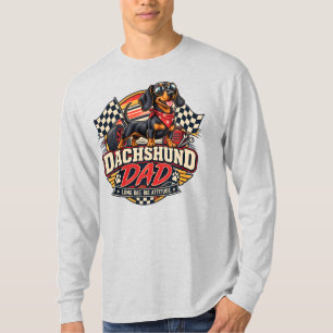 Camiseta Papá Dachshund Corriendo Bandera a Cuadros Perro L
