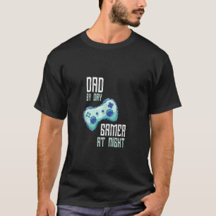 Camiseta Papá Day Gamer Noche Gaming Geek Padre Retro Compu