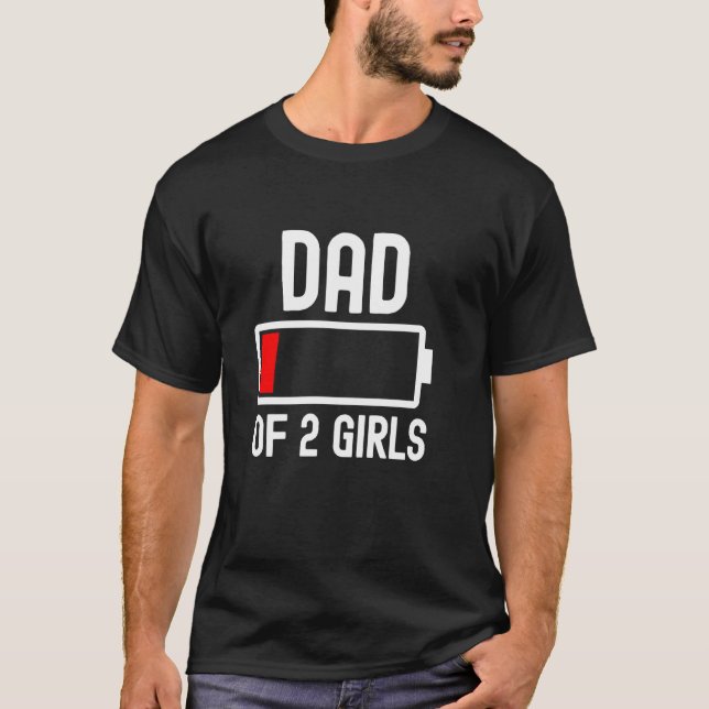 Camiseta Papá De 2 Chicas Divertidos Padres Con Batería Baj (Anverso)