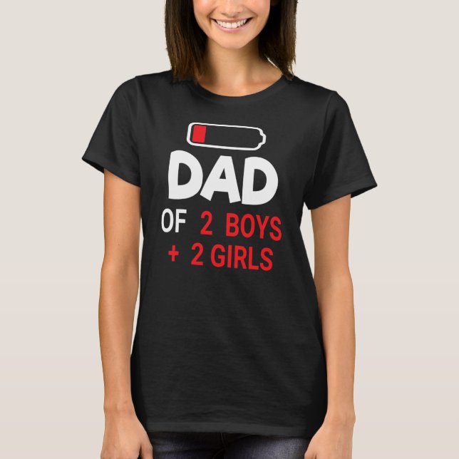 Camiseta Papá De 2 Niños 2 Chicas Hija Agotada (Anverso)