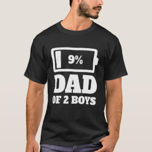 Camiseta Papá De 2 Niños Cansados Padre Con Baja Batería Pa