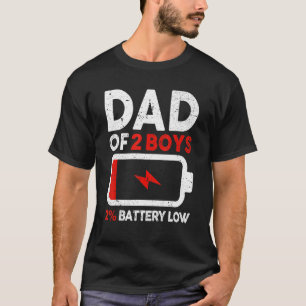 Camiseta Papá De 2 Niños Con Batería Baja
