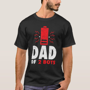 Camiseta Papá de 2 niños con batería baja día del padre