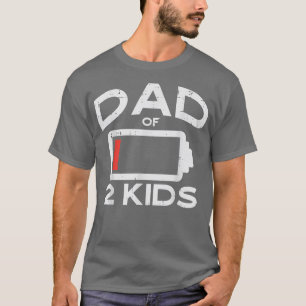 Camiseta Papá De 2 Niños Con Batería Baja Divertida Padres 