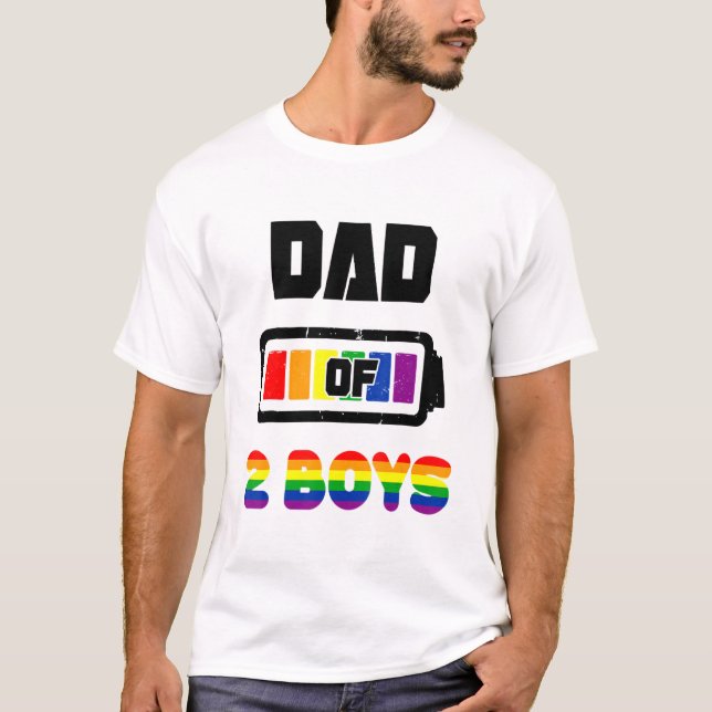 Camiseta Papá De 2 Niños Con Batería Lgbt Orgullo De Papá (Anverso)