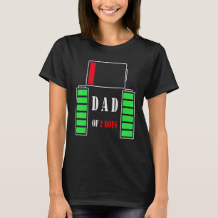 Camiseta Papá de 2 niños papá con baja batería padre día Bi