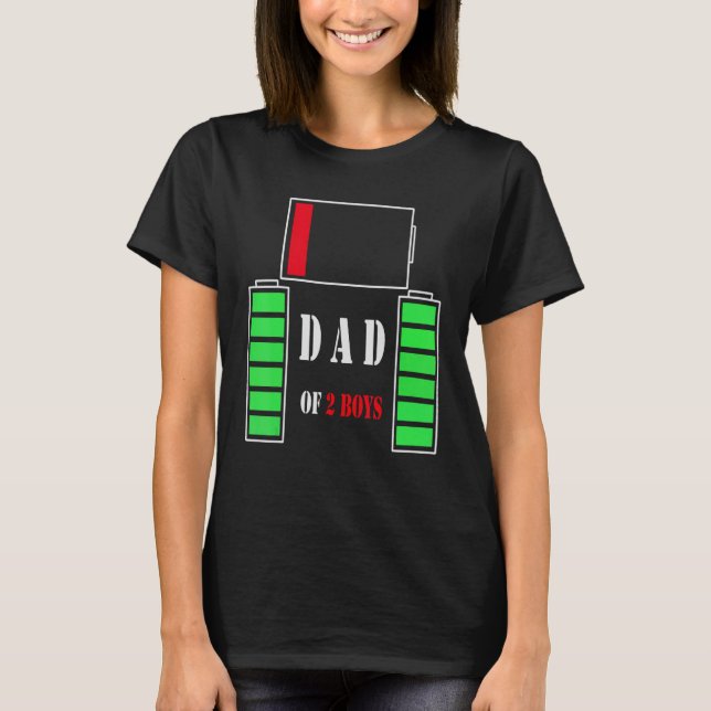 Camiseta Papá de 2 niños papá con baja batería padre día Bi (Anverso)
