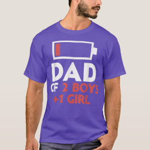 Camiseta Papá de 2 niños y 1 Chica padre de dos hijos de un