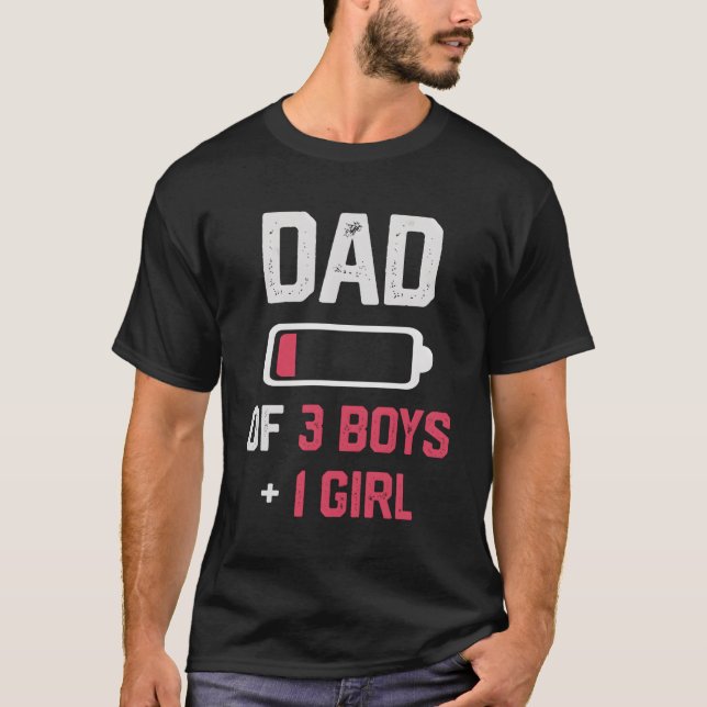 Camiseta Papá De 3 Y 1 Batería Baja Día Del Padre (Anverso)
