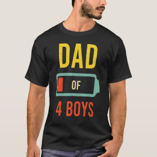 Camiseta Papá de 4 niños con batería baja Vintage Día del P