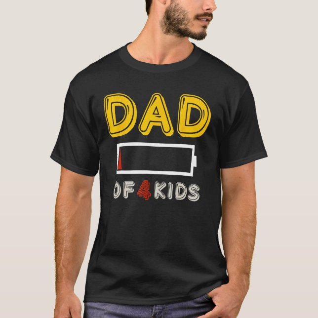 Camiseta Papá de 4 niños con batería completa Dia del padre (Anverso)