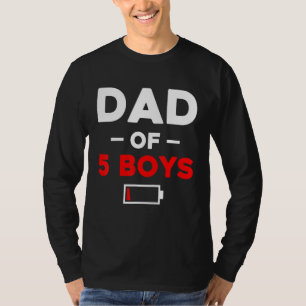 Camiseta Papá De 5 Niños Con Batería Baja